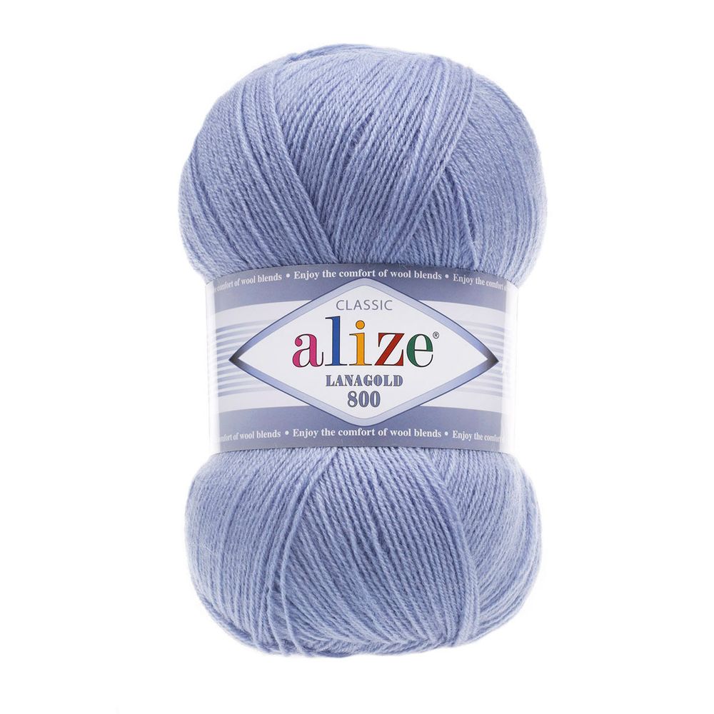 Пряжа Alize (Ализе) Lana Gold 800 / уп.5 мот. по 100 г, 800м, 040 голубой A