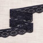 Кружево эластичное (стрейч) 25 мм / 50 метров, черный ирис, К009.025