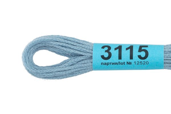 Мулине Gamma 100% хлопок, цв.3115 св.голубой, 24 мотка по 8 метров