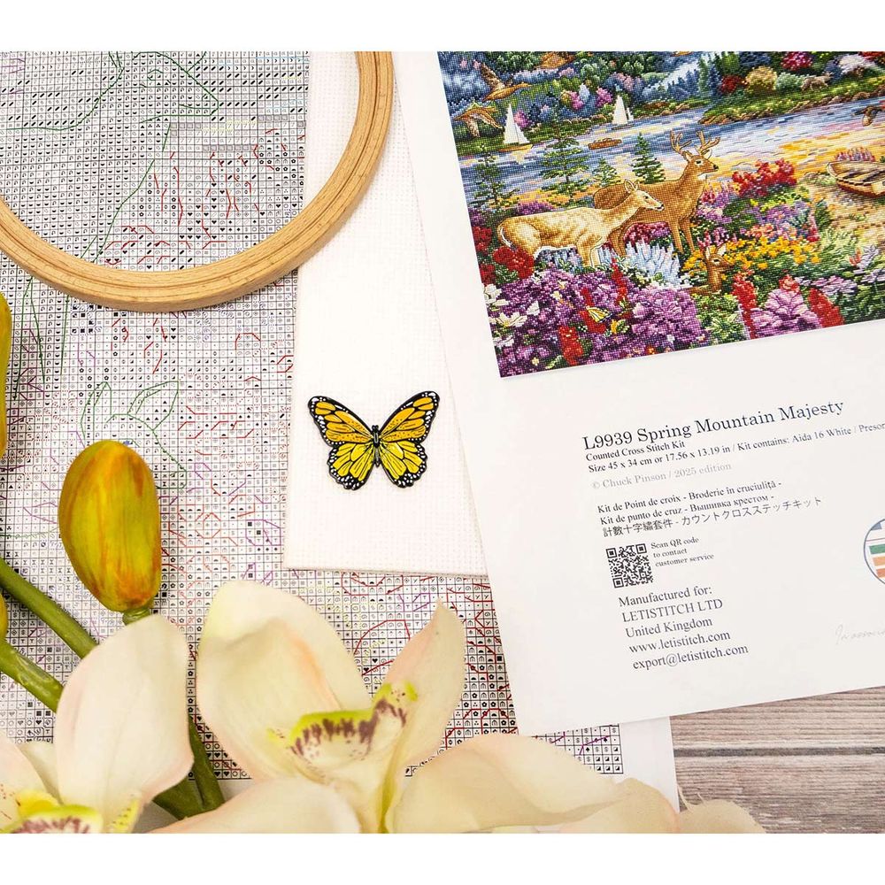 Набор для вышивания нитками LetiStitch L9939, Весеннее величие гор 45х34см