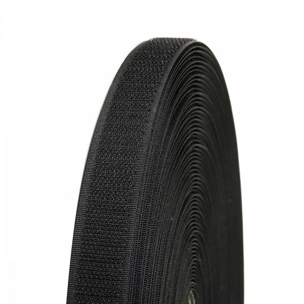 Лента контактная липучка (велкро) пришивная 20 мм / 25 метров, F322 черный, КРЮЧОК, качество 