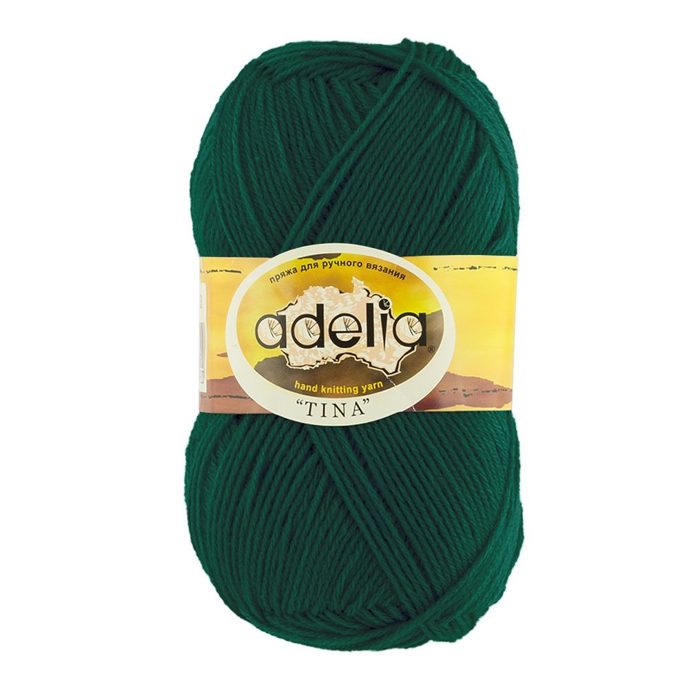 Пряжа Adelia Tina / уп.5 мот. по 100г, 308м, 058 т.зеленый