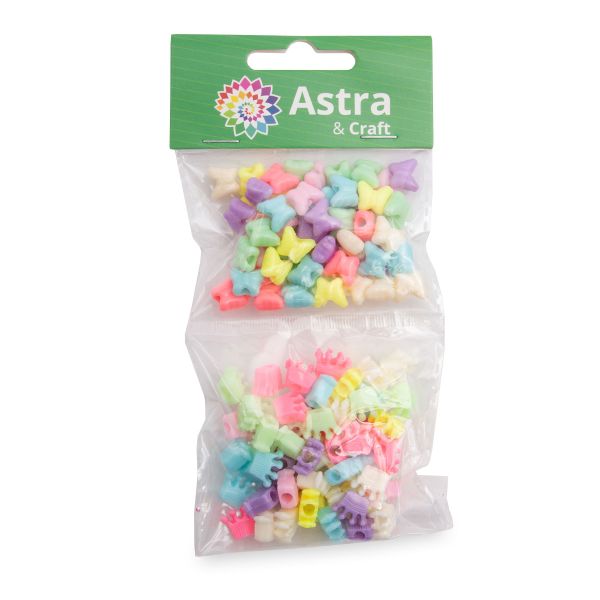 Бусины пластик набор короны и бабочки, пластик, 2х20 г, Astra&Craft, CN2038-6576