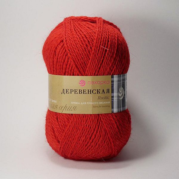 Пряжа Пехорка Деревенская / уп.10 мот. по 100 г, 250 м, цв.088 красный мак