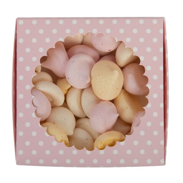 Коробка с окном для печенья 11.5х11.5х3 см, №1 Горошек розовый, S-Chief CBC-015