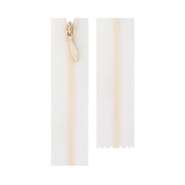 Молния спираль потайная плательная Т3 (3 мм) 1 зам., н/раз., 30 см, сетч.тесьма, 296 слон.кость, G010S Gamma, 10 шт