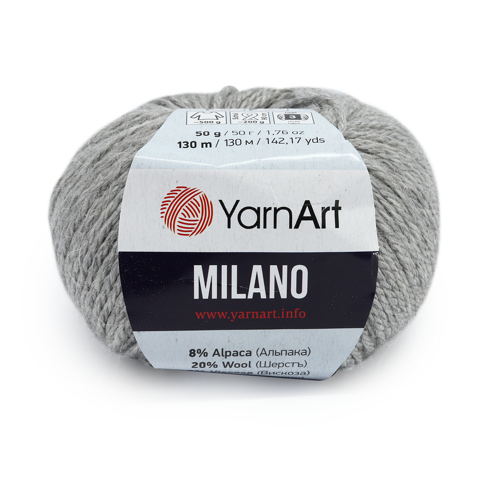 Пряжа YarnArt (ЯрнАрт) Milano / уп.10 мот. по 50 г, 130м, 867 серый
