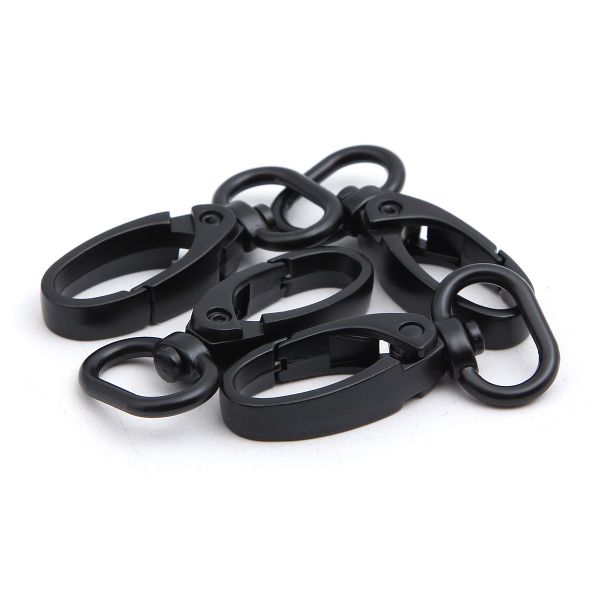 Карабин металл 15.0 мм (43х22 мм), черный матовый, ГУ12849, 4 шт