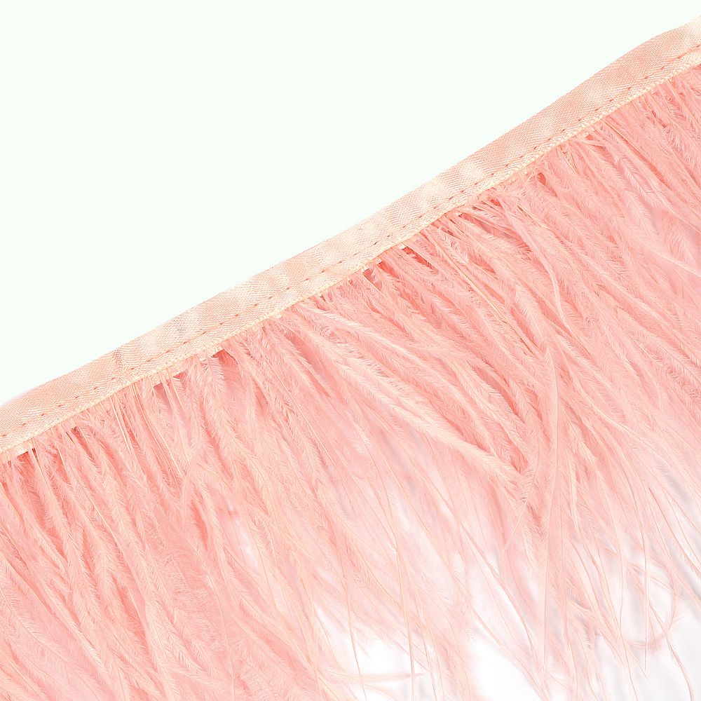 Перья на ленте Страус 15 см, FBY-15-122, цв. кремовый, 2м