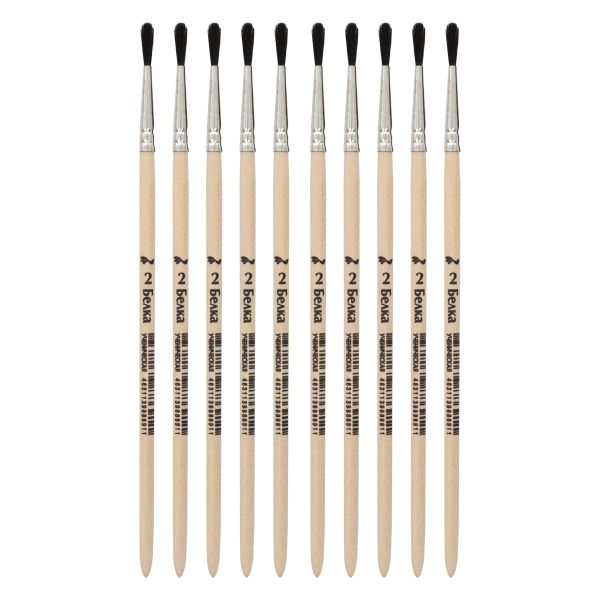 Кисть белка круглая (ученическая) №2,10 шт