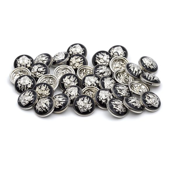 Пуговицы на ножке 28L (18мм), металл (Black/S черный с серебром), 36 шт, ME 645