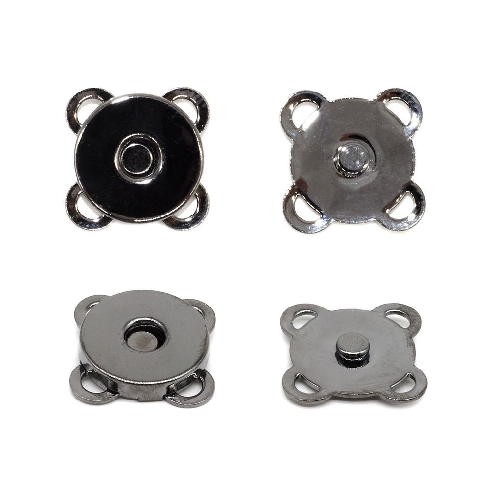 Кнопка магнитная металл пришивная ⌀15.0 мм, чер/никель, 4 шт, BIG