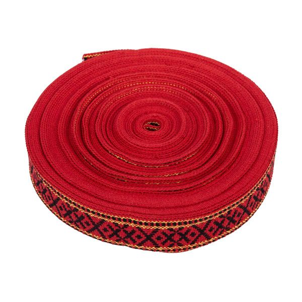 Лента (тесьма) жаккардовая 38.0 мм / 25±1 метров, для пояса, рис 9860 красно/черный №6, Gamma С3822