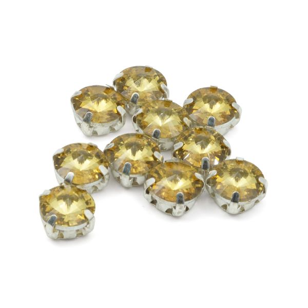 Хрустальные стразы в цапах круглой формы, желтый 8 мм, 10 шт. Astra&Craft, РЦ005НН8