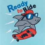 Алмазная (кристальная) мозаика Фрея ALBP-317, постер Акула на скейте, 20х20 см