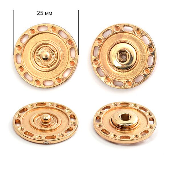 Кнопка пришивная металл ⌀25.0 мм, TY-BJ113, цв.золото уп. 50 шт, TBY