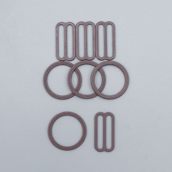 Набор фурнитуры для бюстгальтера металл (кольца ⌀18 мм + регуляторы 19 мм по 4 шт), гор. шоколад, 28592