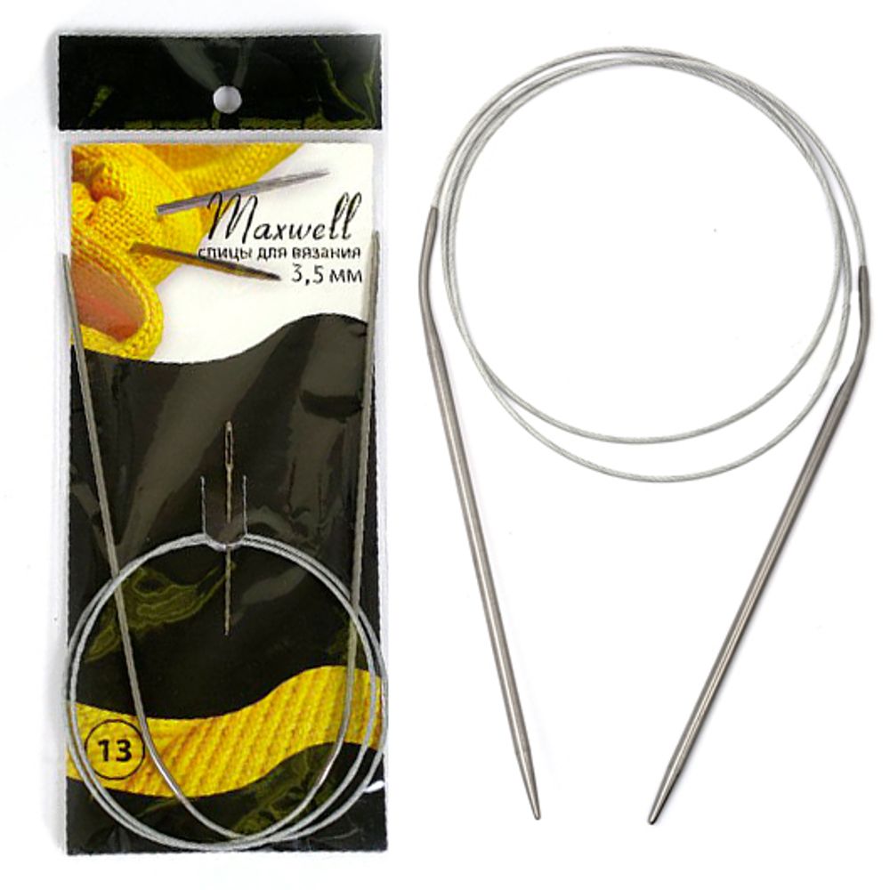 Спицы круговые для вязания на тросиках Maxwell Black 80 см #9 3,5 мм, уп.10 шт