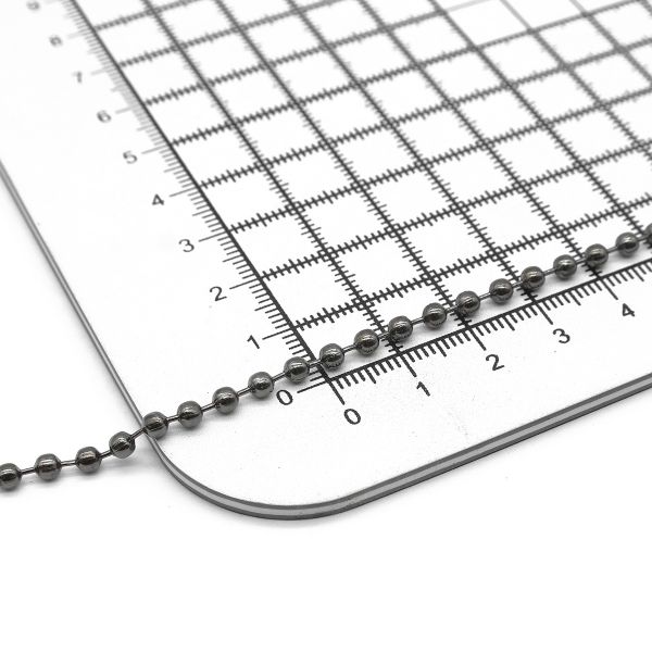 Цепочка шариковая, металл 3,2 мм / 45,72 м, черное серебро