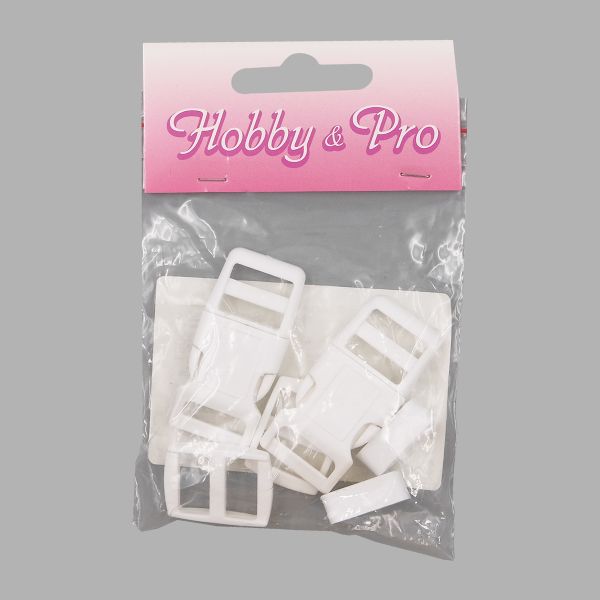 Фастекс (пряжка трезубец), рамка и рамка-регулятор 15мм, пластик, (2 компл.) Hobby&Pro, белый, A03001037-15