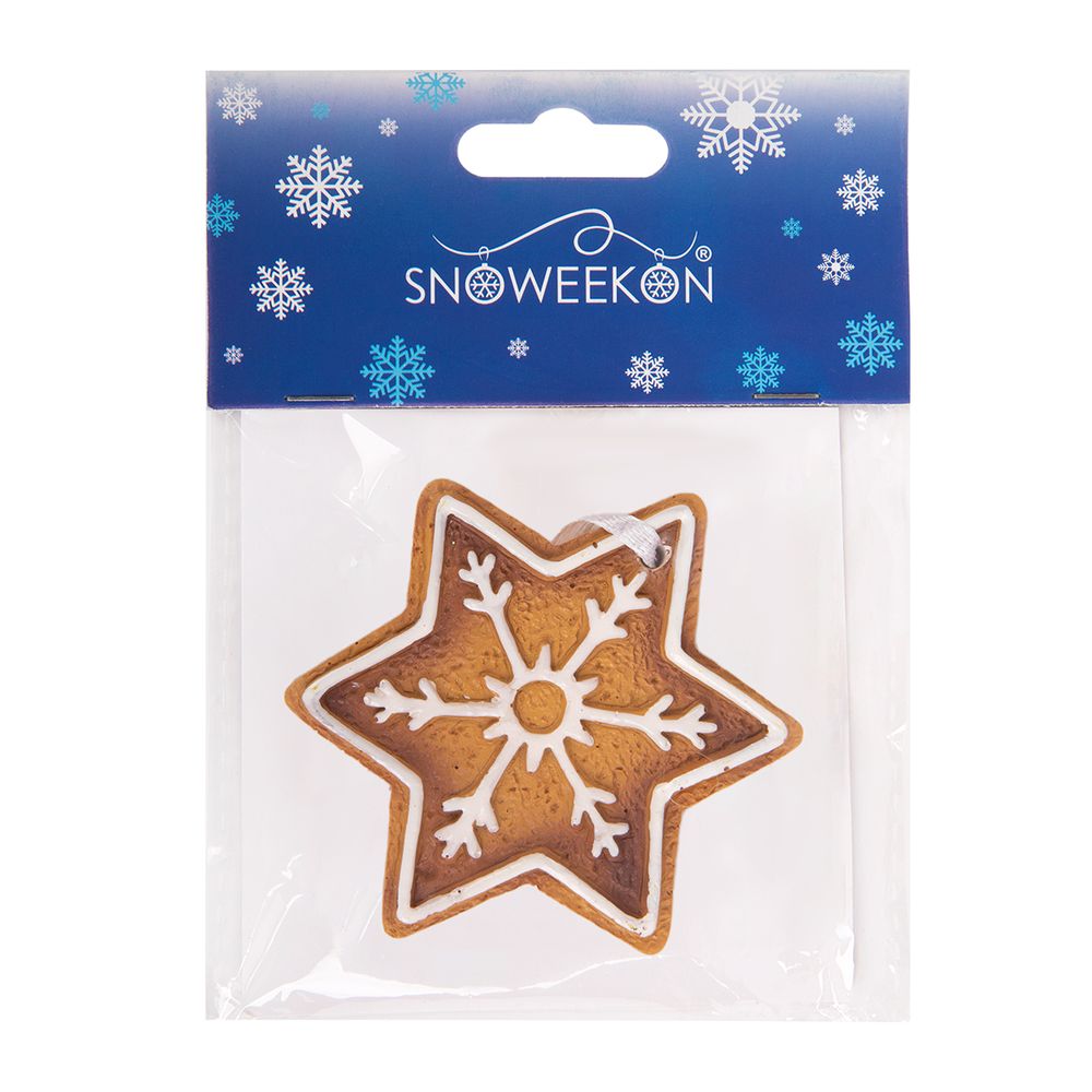 Елочная игрушка 5.7 см, 5 шт, №06 пряничная звёздочка, Snoweekon SNW-DS161