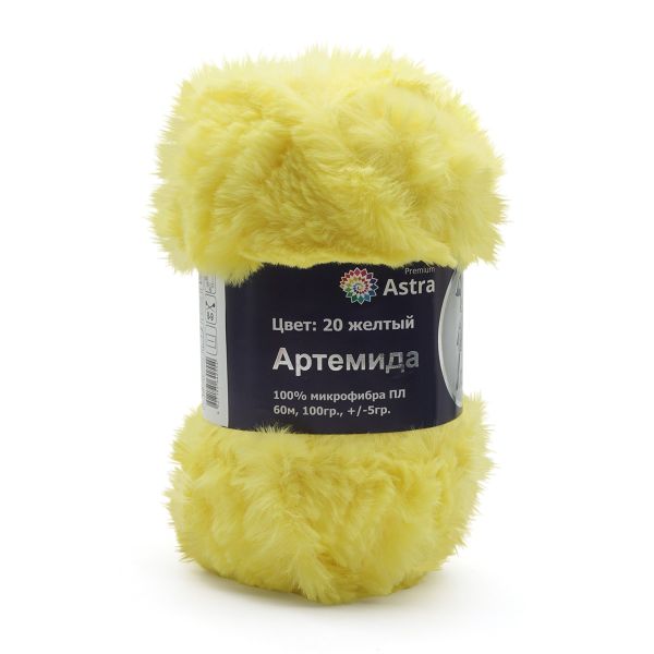 Пряжа Astra Premium (Астра Премиум) Артемида / уп.3 мот. по 100 г, 60 м, 20 желтый
