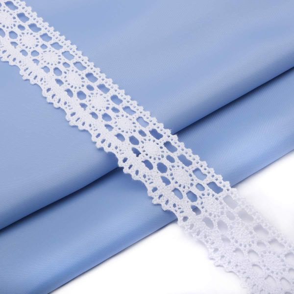 Кружево вязаное (тесьма) 35 мм / 25 м, бел, одностороннее, 545129