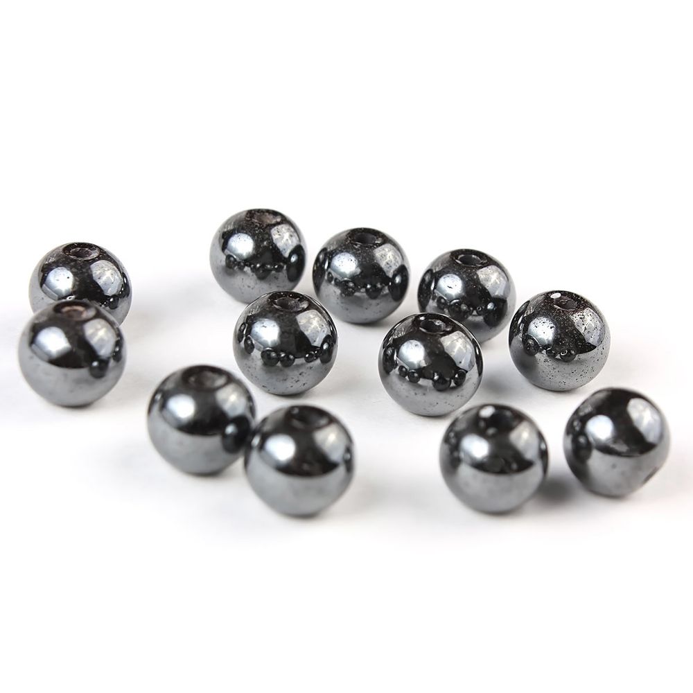 Бусины натуральный камень гематит 8 мм, 12 шт в упак, Astra&Craft