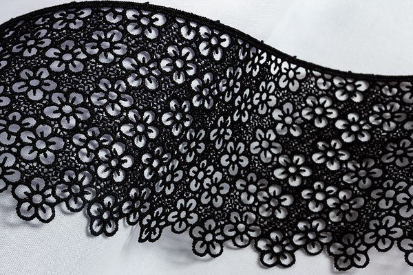 Кружево гипюр (плетёное) 82 мм / 10 м, черный, Gamma GGM-8202