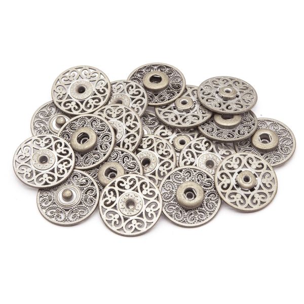 Кнопка пришивная металл ⌀27.0 мм, металл, White, уп.10 шт