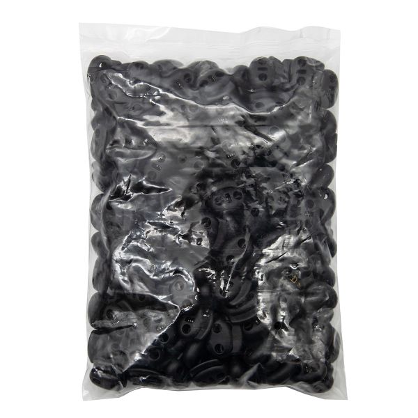 Фиксатор (зажим) для шнура пластик 2 отв., ⌀4.5 мм, 20х18 мм, плоский, черный, 200 шт