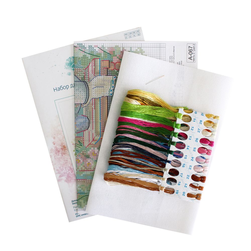 Набор для вышивания нитками МП Студия (Акварель), Цветущий сад, 21х17 см