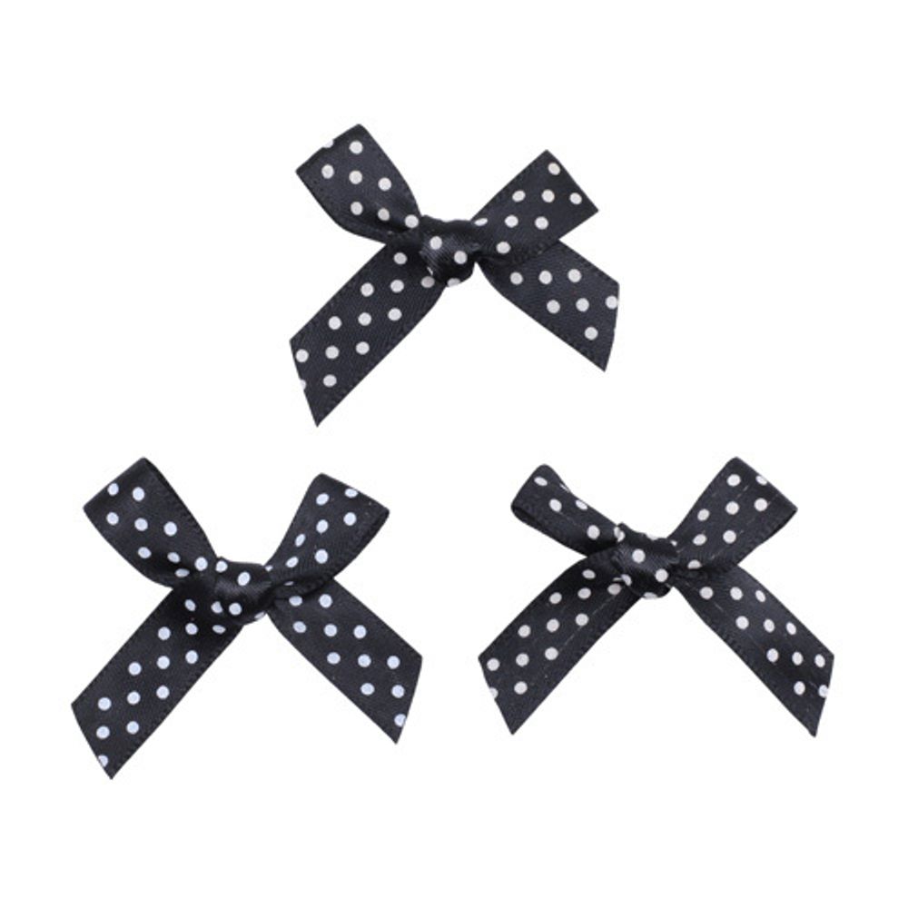 Бантики пришивные 3х2 см, 8 шт, черный горох