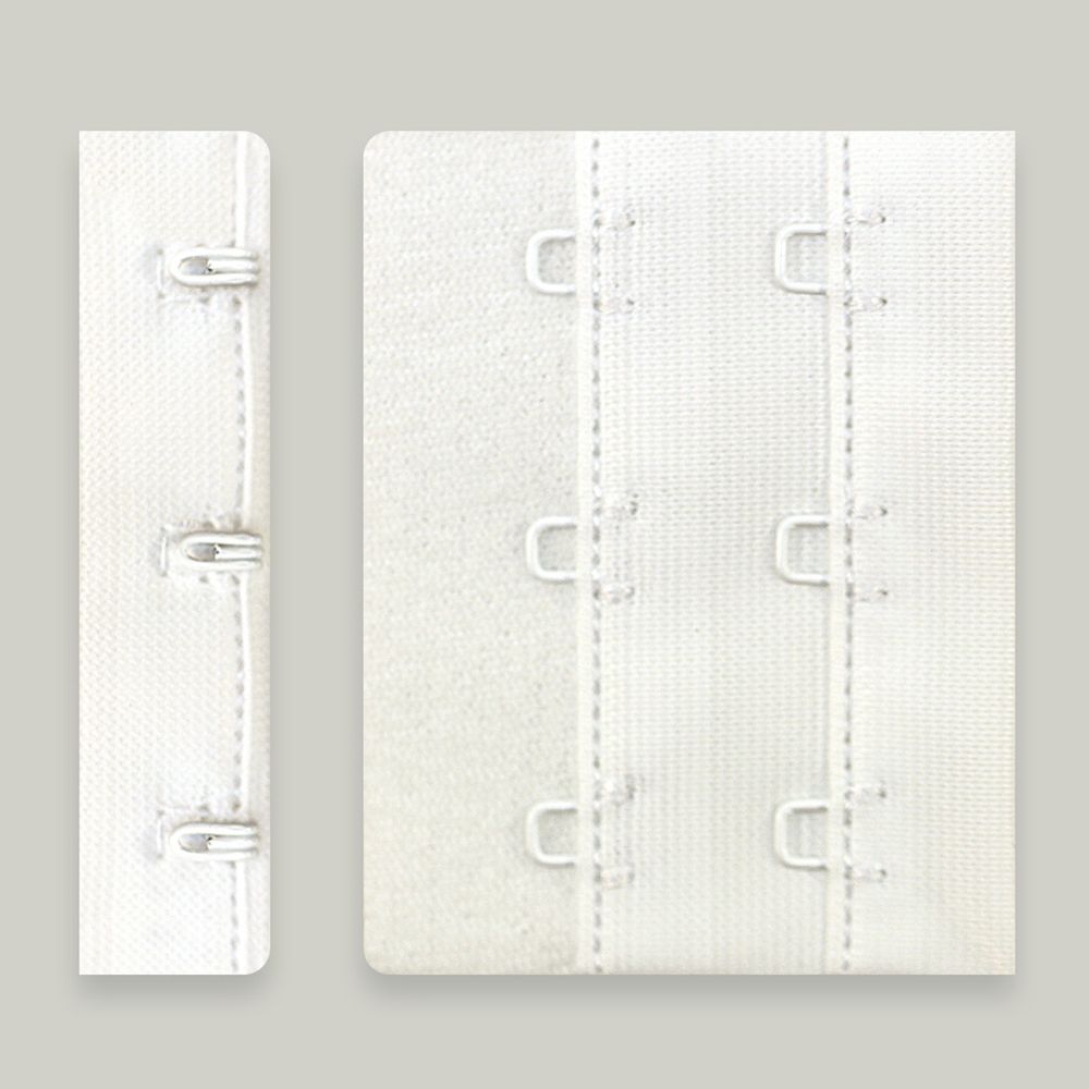 Застежки для бюстгальтера текстильные 3х2, 57 мм, 25 шт, 001 белый, Arta