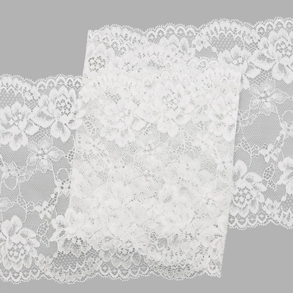 Кружево бельевое эластичное 180 мм / 3.4 метра, цвет белый