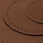 Набор заплаток пришивных из кожи, круг ⌀4см, 6см и 8см, с перфорацией, 3 шт, 100% кожа (02 светло-коричневый), 9401