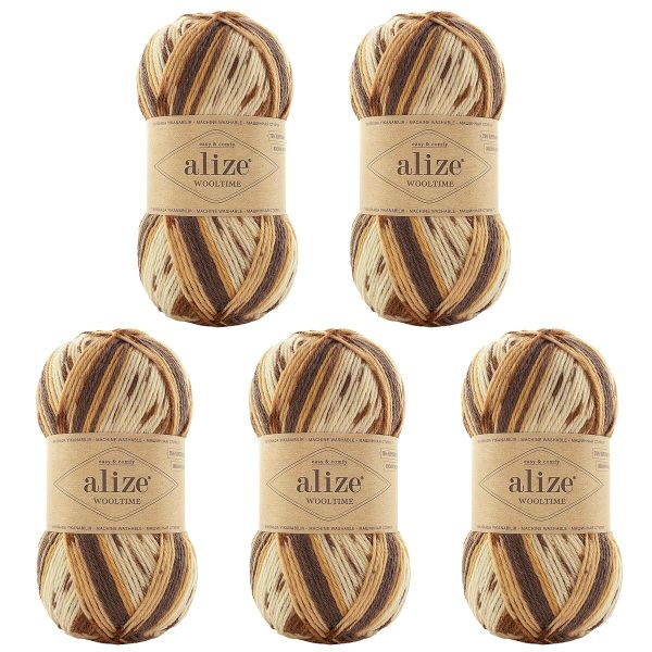 Пряжа Alize (Ализе) Wooltime / уп.5 мот. по 100 г, 200 м, 11023 секционный