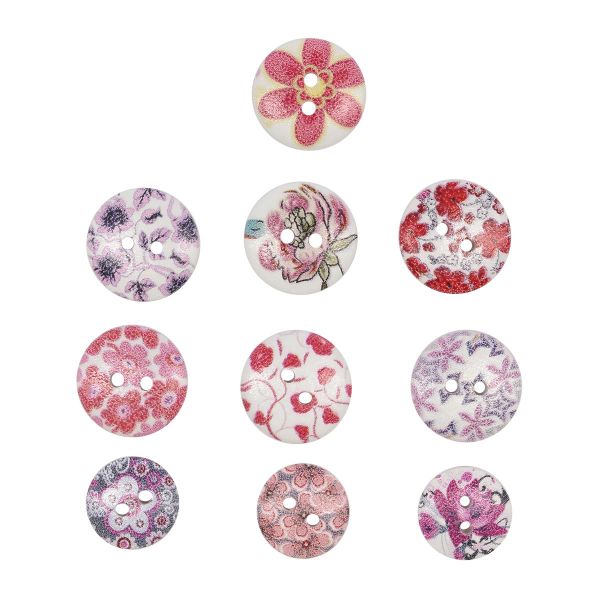 Украшения декоративные пуговицы деревянные Цветы №2, 15-18 мм, 100 шт