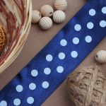 Лента атласная в горошек 45.0 мм / 3 метра, т.синий, Globus