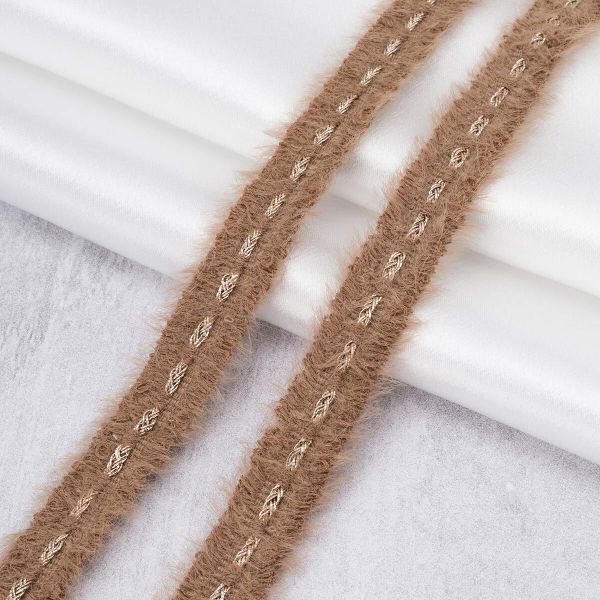 Тесьма отделочная твидовая 20 мм / 82.29 метра, пушистая с люрексом, т.бежевый, 3Al287