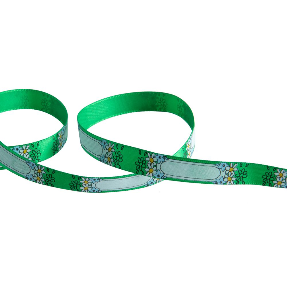 Лента атласная с рисунком 12.0 мм / 22.8 метров, F40/134 Цветы/зеленый, Gamma ALP-124