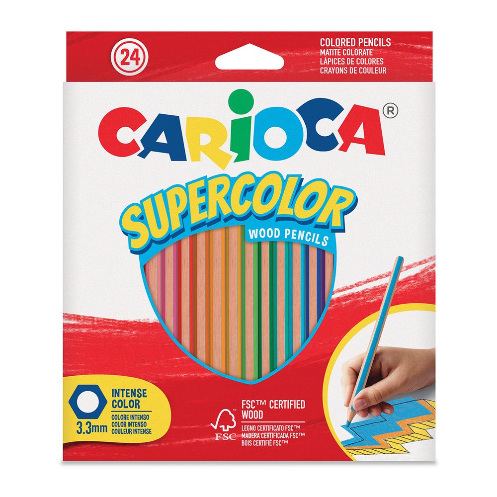 Карандаш цветной деревянный заточенный 24 цв, Carioca 43393