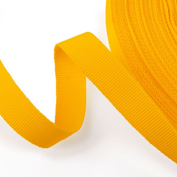 Стропа (ременная лента) 20 мм / 50 метров, толщ. 1.1 мм, [10 г/пог.м], 100% п/п, 1015 желтый, Gamma G-20 ЦВ