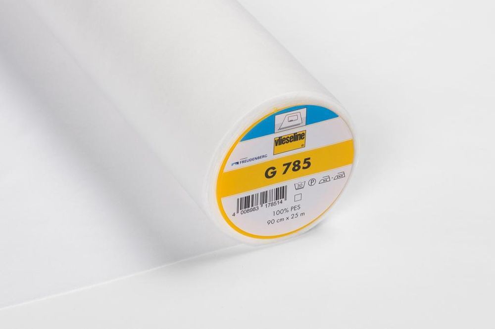 Флизелин клеевой тканый подкладочный G 785, белый, 53322962, Freudenberg, 25 м