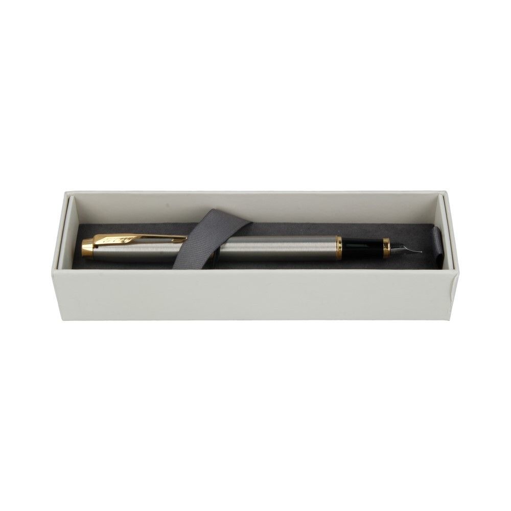 Ручка перьевая Parker IM Brushed Metal GT, серебристый корпус, позолоченные детали 1931649
