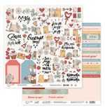 Бумага для скрапбукинга 190 г/м², 30.5х30.5 см, У меня лапки, 10 шт, 7 лист для вырезания, Mr.Painter PSR 210804