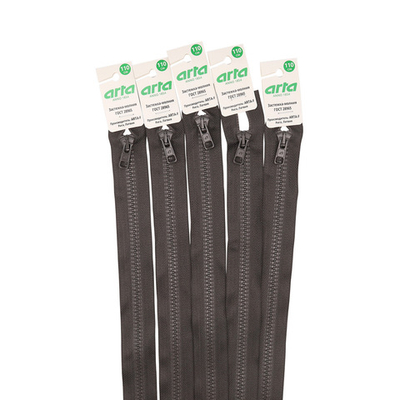 Молния трактор Arta Т6 (6 мм) 2 зам., разъем., 110 см, цв. 196 дым, 5 шт