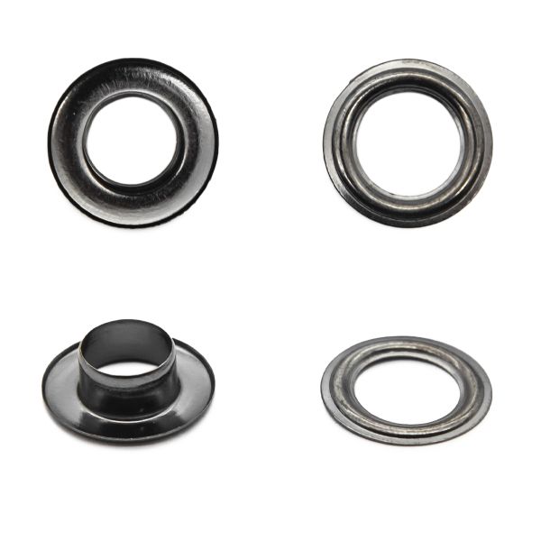 Люверсы металл ⌀_9.5 мм (внутр.), латунь, цв.чер.никель плоский, 50 шт, BIG