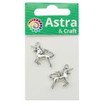 Подвеска металлическая единорог, 27х20 мм, 2 шт/упак, Astra&Craft, серебро, 4AR2076