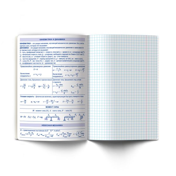 Тетрадь со справочным материалом Остров легенд, сплошной лак, A5+ 48 л. на скобе 65 г/м², белизна 100 %, 10 шт, клетка, 01318 Остров легенд Физика, Светоч Т143